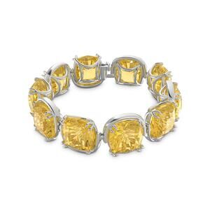 Swarovski Harmonia Yellow Cushion Cut Crystal Flex Bracelet Silver Rhodium Plate